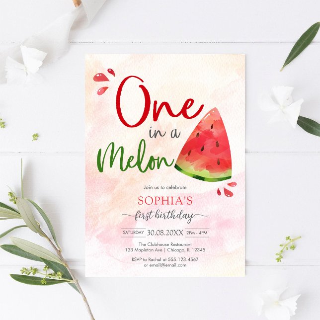 One In A Melon 1st Birthday Invitation Inbjudningar (Skapare uppladdad)
