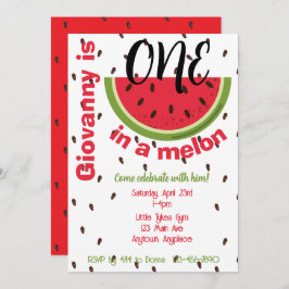 One in a Melon 1st Birthday Party Inbjudningar