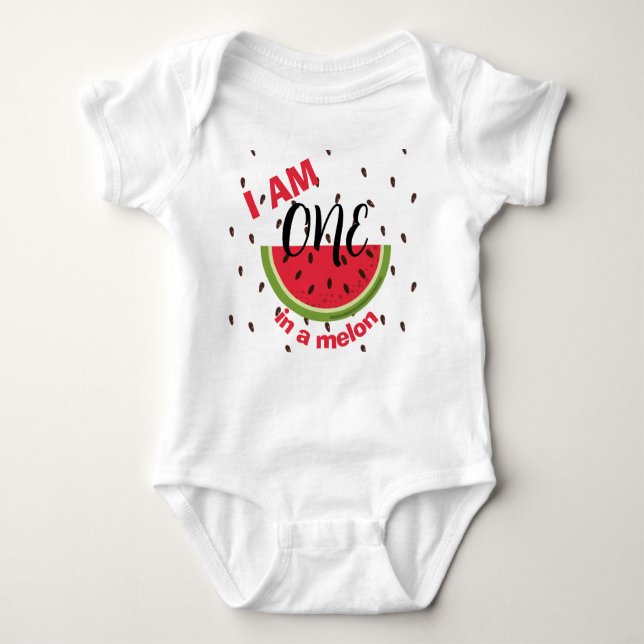 One in a Melon 1st Birthday Party T Shirt (Framsida)