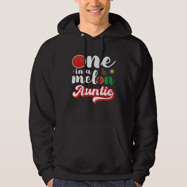 One In A Melon Auntie  Watermelon Family Matching Hoodie (Framsida)