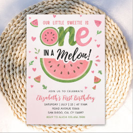 One in a Melon! Cute First Birthday Girl  Inbjudningar