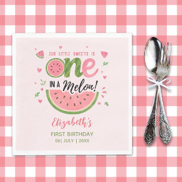 One in a Melon! First Birthday Girl Party Pappersservett
