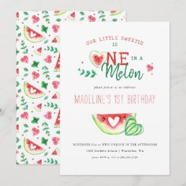 One In A Melon | Första födelsedagen med vattenmel Inbjudningar