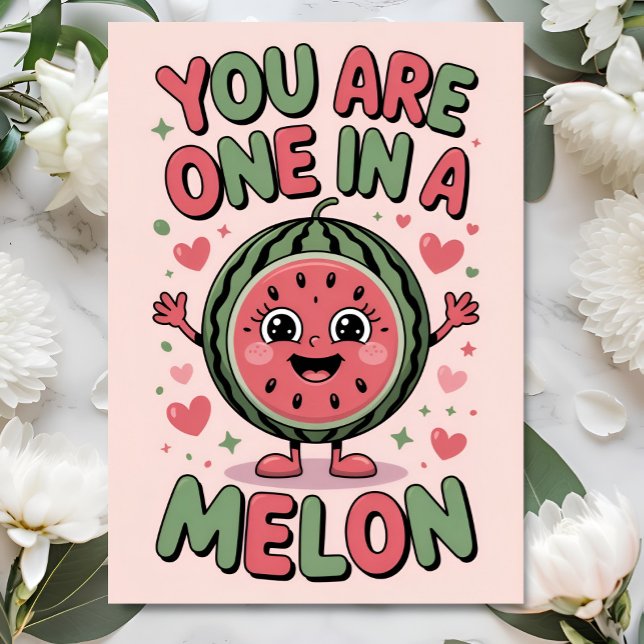 One in a Melon – Fun Watermelon Birthday Card Kort (Skapare uppladdad)