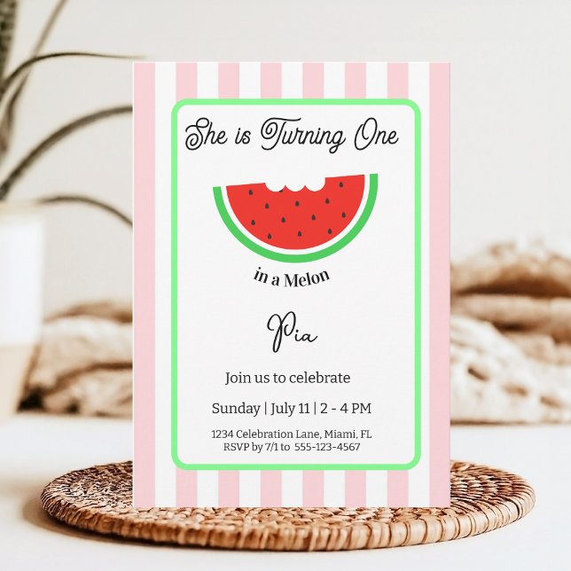 One in a Melon Invitation Kids Birthday Card Inbjudningar (Skapare uppladdad)