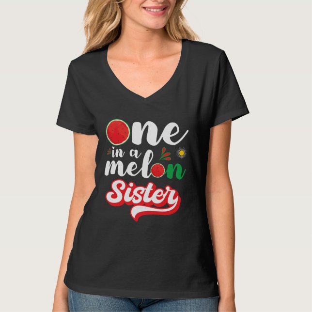 One In A Melon Sister Watermelon Family Matching T Shirt (Framsida)