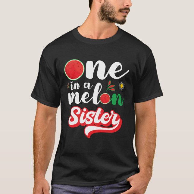 One In A Melon Sister Watermelon Family Matching T Shirt (Framsida)
