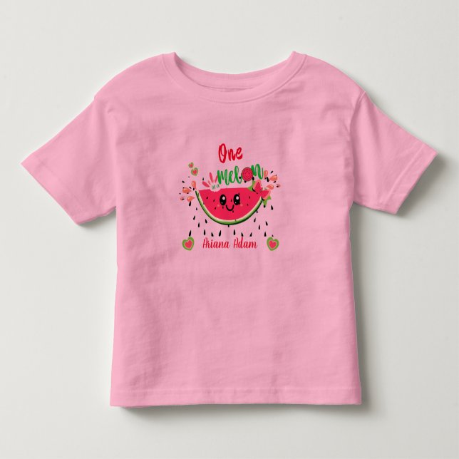 One In A Melon Vattenmelon Flickas 1-årsdag  T Shirt (Framsida)