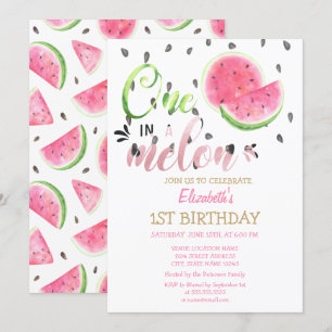 One In A Melon Vattenmeloner 1-årsdag Inbjudningar
