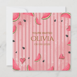 One in a Melon Watermelon First Birthday Invitatio Inbjudningar