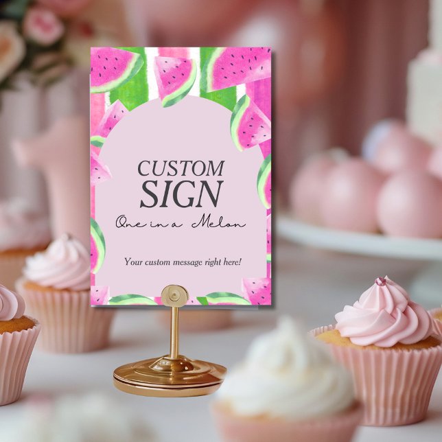 One in Melon Anpassad Rosa Vattenmelon Skylt Inbjudningar (One in Melon Custom Pink Watermelon Sign)