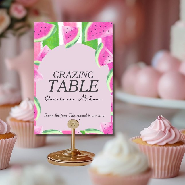 One in Melon BETESBORD Rosa Vattenmelon Skylt Inbjudningar (One in Melon GRAZING TABLE Pink Watermelon Sign)
