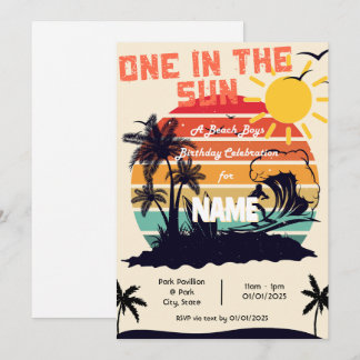 One in the Sun, a Beach Boys Birthday Invitation Inbjudningar