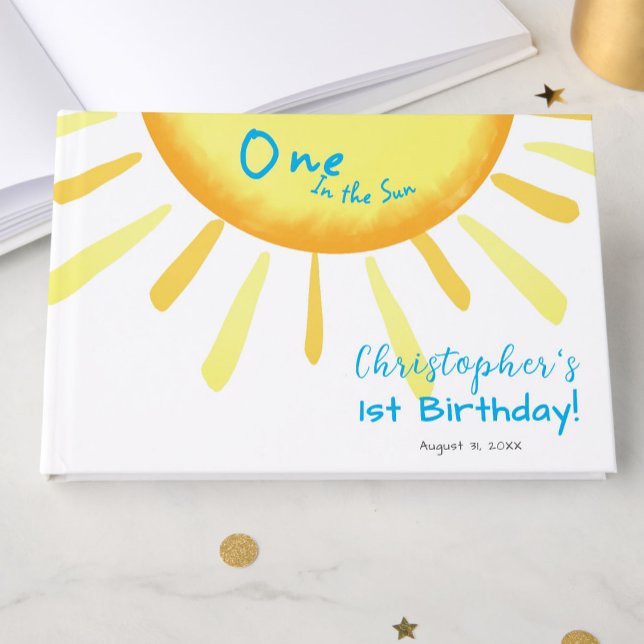 One In The Sun Blue First Birthday Custom Gästböcker (Skapare uppladdad)