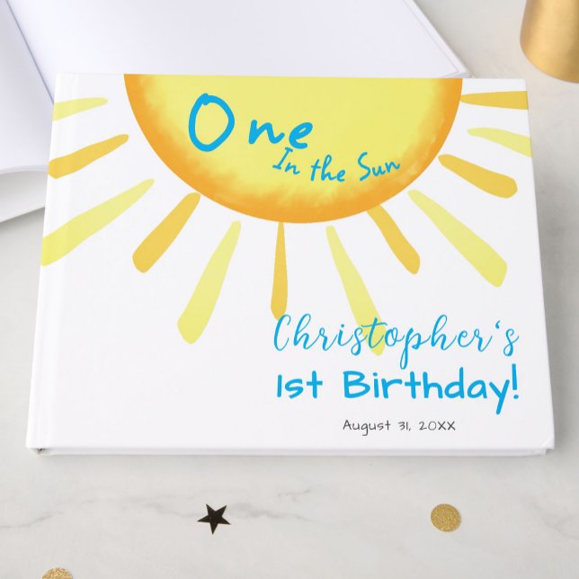 One In The Sun Blue First Birthday Custom Gästböcker (Skapare uppladdad)
