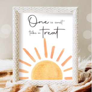 One is Sweet Ta en godsak Boho Solsken Födelsedag Poster