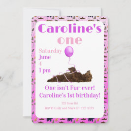 One isn’t fur-ever 1st Birthday Invitation Inbjudningar