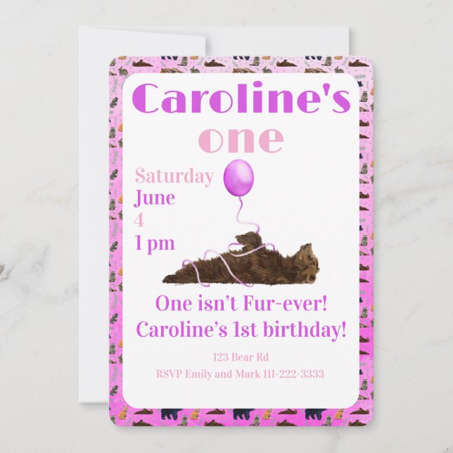 One isn’t fur-ever 1st Birthday Invitation Inbjudningar (Framsida)