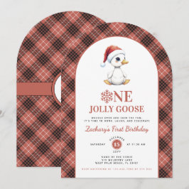 One Jolly Goose Modern Christmas First Birthday Inbjudningar