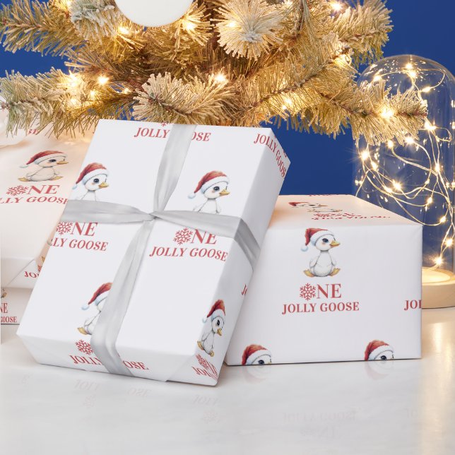 One Jolly Goose Modern December First Birthday Presentpapper (Helgdagar)