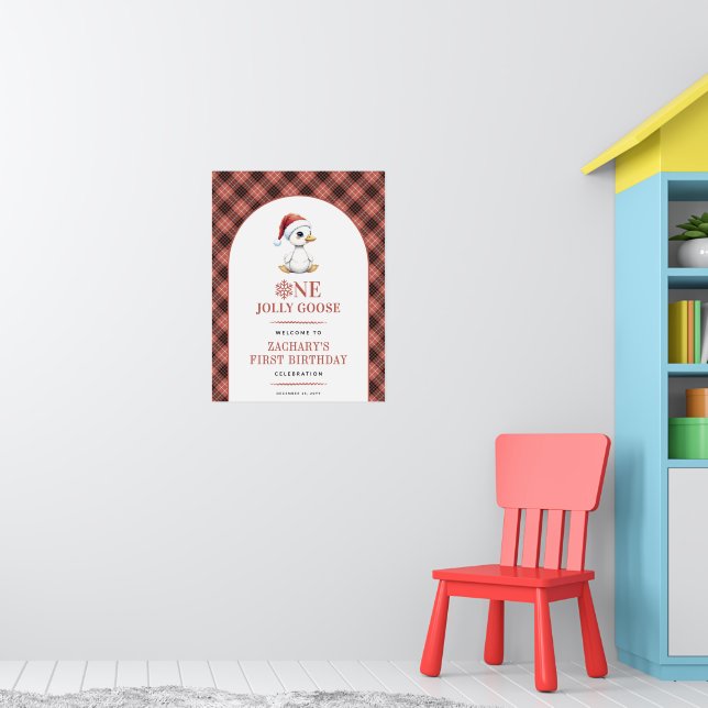 One Jolly Goose Modern First Birthday Welcome Sign Poster (Barnkammare 1)