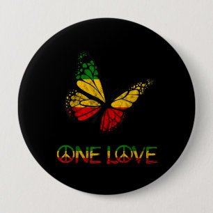 One Kärlek Butterfly Rasta Reggae Peace Knapp
