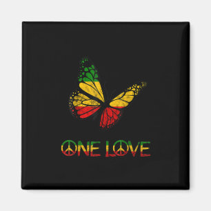 One Kärlek Butterfly Rasta Reggae Peace Magnet