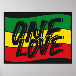 One Kärlek Drapeau Reggae Rasta Poster