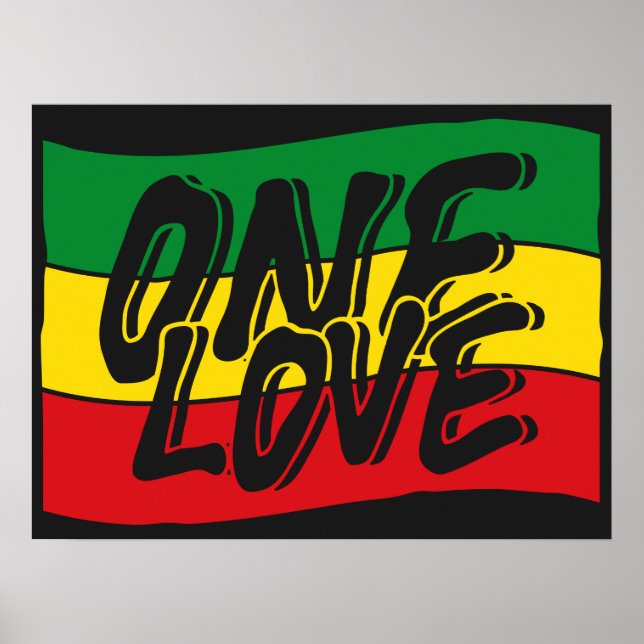 One Kärlek Drapeau Reggae Rasta Poster (Framsidan)