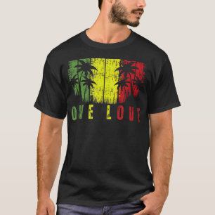 One Kärlek Handflatan Träd Reggae Music Rasta T Shirt