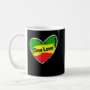 One Kärlek Heart Jamaican Flagga Kaffemugg