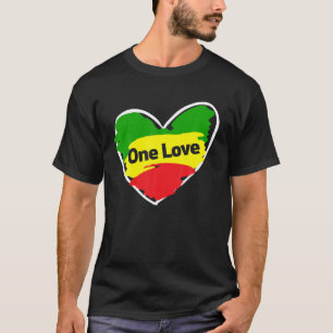 One Kärlek Heart Jamaican Flagga T Shirt