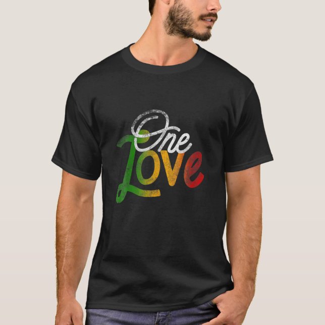 One Kärlek Heart Rasta Reggae Roots Clothing T Pea Shirt (Framsida)