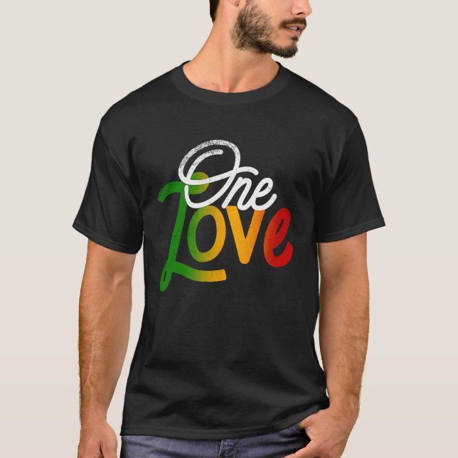 One Kärlek Heart Rasta Reggae Roots Clothing T Pea Shirt (Framsida)