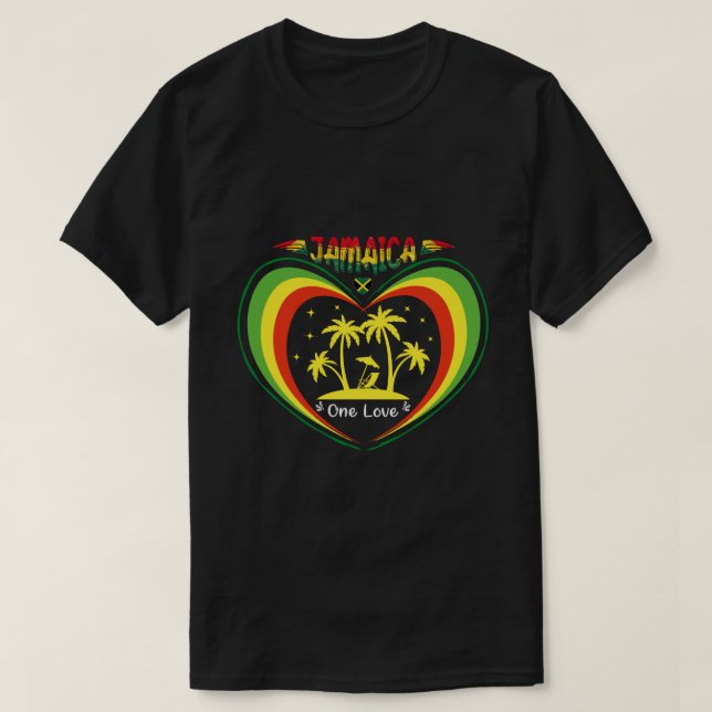 One Kärlek Jamaica Shirt-Jamaica-Pridet T Shirt (Design framsida)