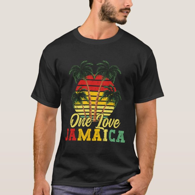 One Kärlek Jamaica Summer Family Vacation Jamaican T Shirt (Framsida)