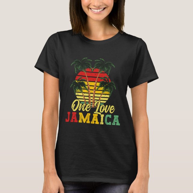 One Kärlek Jamaica Summer Family Vacation Jamaican T Shirt (Framsida)