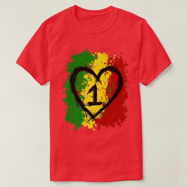 One Kärlek Jamaica T Shirt Rasta Reggae Music Väst (Design framsida)
