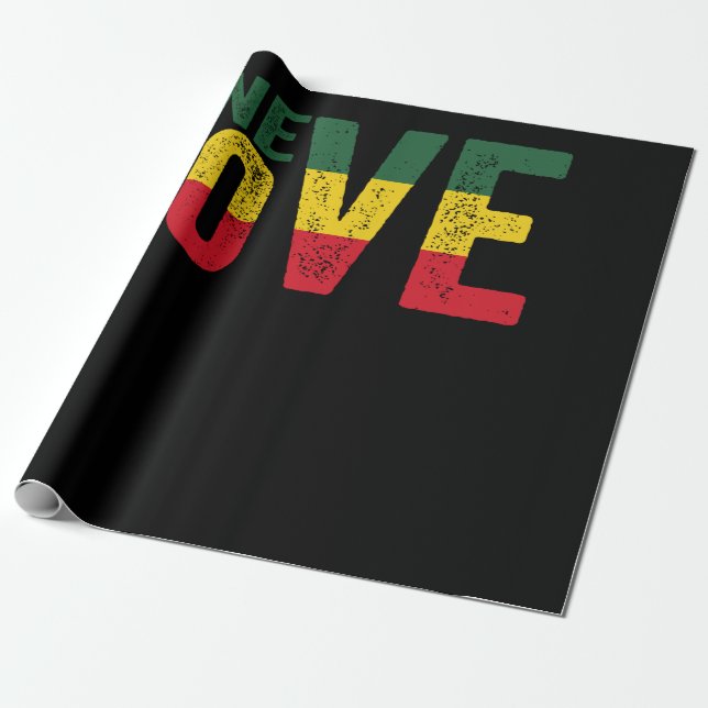 One Kärlek Jamaican Rasta Reggae Presentpapper (Utrullad)