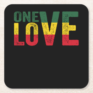 One Kärlek Jamaican Rasta Reggae Underlägg Papper Kvadrat