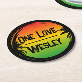 One Kärlek Jamaican Rasta Tropical Handflatan Underlägg Papper Rund