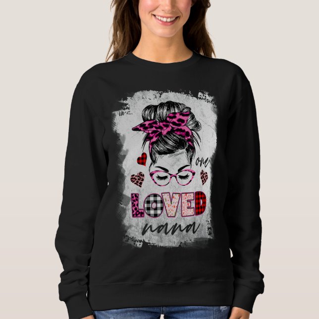 One Kärlek Nana Messy Bun Hair Mors dag T Shirt (Framsida)