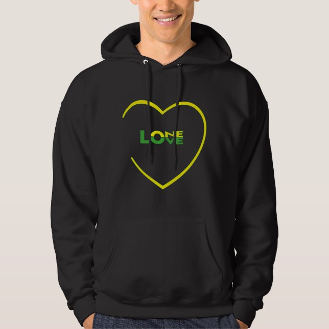 One Kärlek One Heart Jamaican flagga front back Hoodie (Framsida)