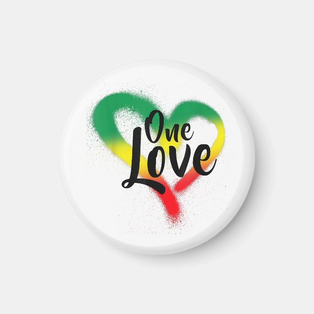 One Kärlek One Heart Reggae Vibes Magnet (Framsidan)