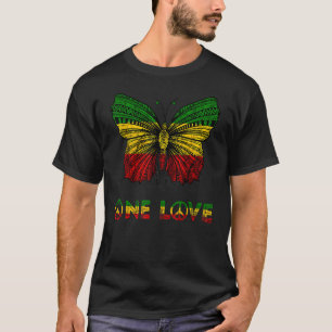 One Kärlek Rasta Butterfly Reggae Hippie Rastafari T Shirt