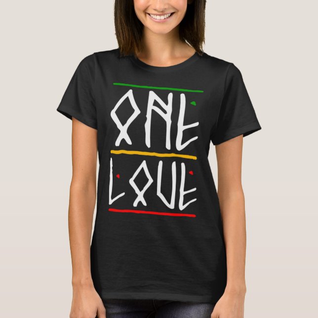 One Kärlek Rasta Färg Reggae T Shirt (Framsida)
