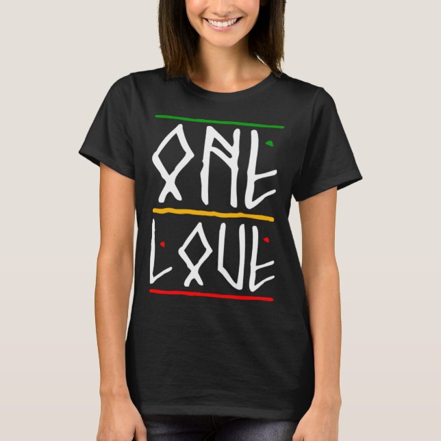 One Kärlek Rasta Färg Reggae T Shirt (Framsida)