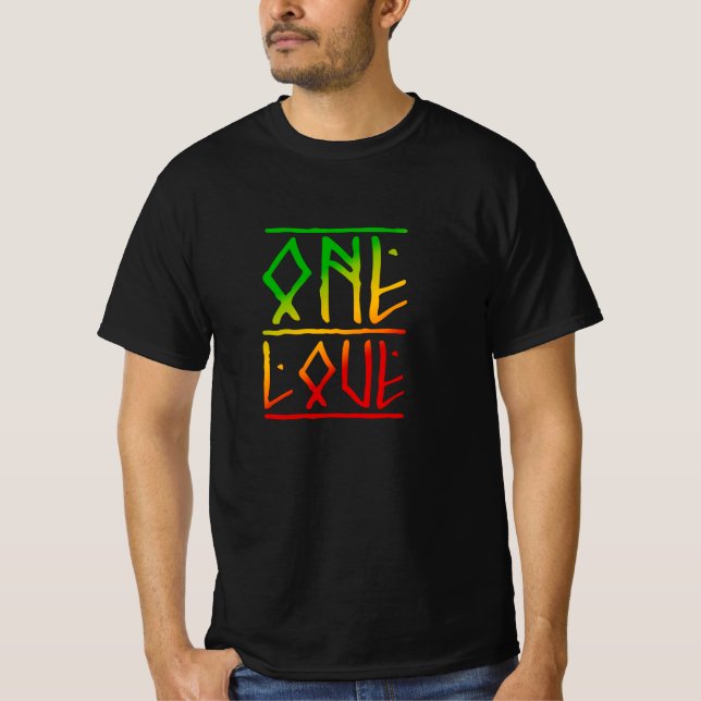 One Kärlek Rasta Färg Reggae T-Shirt (Framsida)