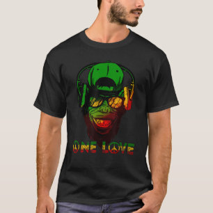 One Kärlek Rasta Reggae Monkey Hippie Rastafarian T Shirt