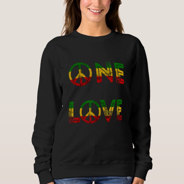 One Kärlek Rasta Reggae Music Hippie Peace Rastafa T Shirt (Framsida)